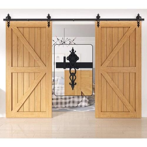 JACHOR Flower Shape 1200-4870mm Barn Door Slide Hardware Kit Door Pulley Set Barn Door Slide System for Double Door