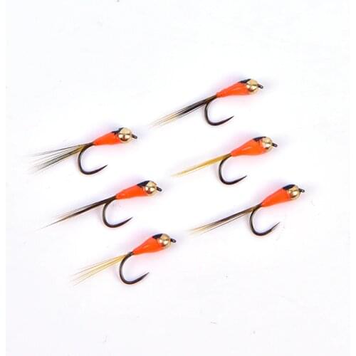 6PCS Hook Tungsten Perdigon Nymph Small Beadheads Fly Rainbow Brown Trout Grayling Trout Fishing Quick Sink Fly