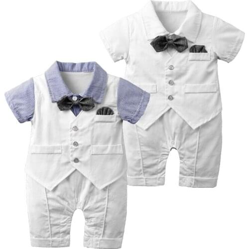 Baby Boys Summer Clothes Rompers for New Born Tuxedo One Piece Infant Short Sleeve Cotton Kids' Costumes Shortalls Outfits