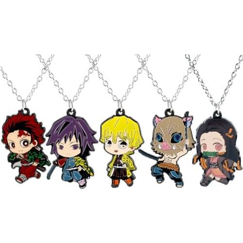 Hot Selling Anime Demon Slayer Kamado Tanjirou Nezuko No Yaiba alloy Necklaces for Men Women Cosplay Jewelry Wholesale