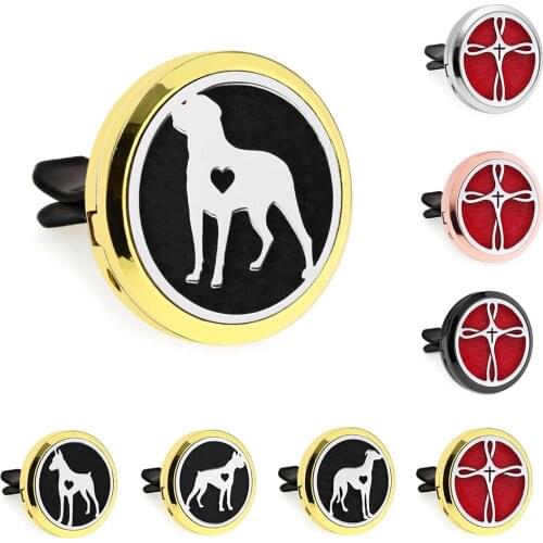 Gold Color Dog Cross Dancer 30mm Magnet Open Essential Oil Car Vent Clip Perfume Locket Car Diffuser Locket Free 10 Pads