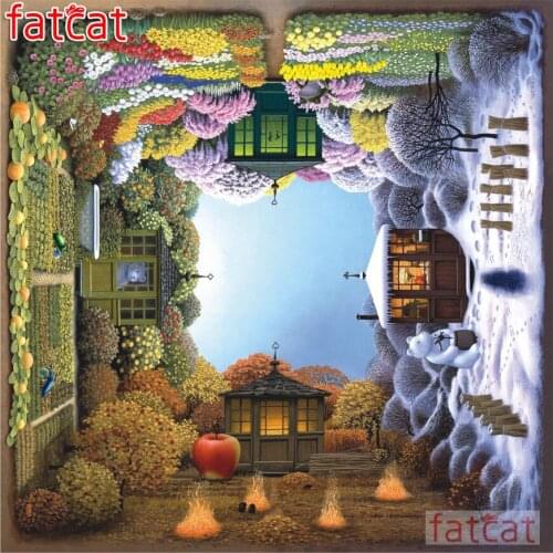 FATCAT 5d diy Diamond Painting Four Seasons Scenery Diamond Embroidery Full Square Round Drill Mosaic stickers decor AE2169