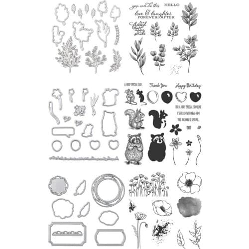 Leaves Metal Cutting Dies And Clear Stamp Set For DIY Scrapbooking Photo Album H58C