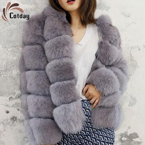 Cotday 2020 New Autumn Winter Korean Imports Short Imitation Fur Double-faced Fur Dark Gray Women Coat Fashion Coat Fur