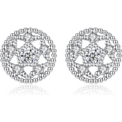 New 925 Sterling Silver Shiny Cz Zircon Round Women Gift Anti Allergy Lady Stud Earrings Jewelry Wholesale Drop Shipping Gift