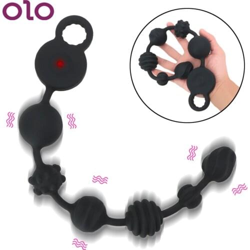 OLO Anal Dilator Silicone 10 Frequency Butt Plug Extra Long Prostata Massage Pull Bead Anal Vibrator Sex Toys for Couples