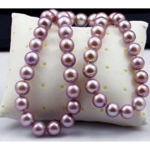 18"10-11mm genuine natural freshwater pink pearl necklace 925silver