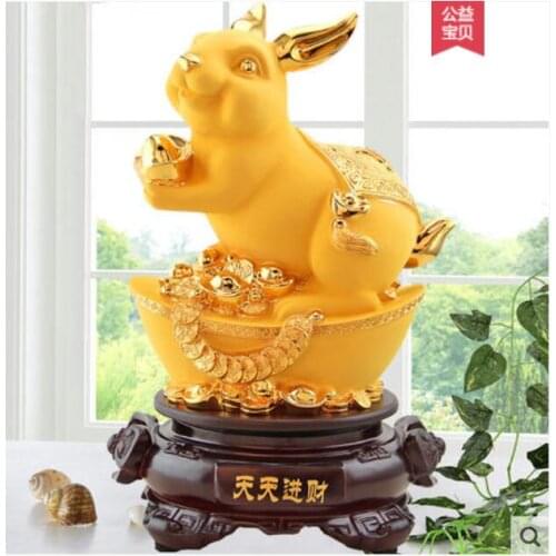 Sand Gold Golden Rabbit Crafts Home TV Cabinet Wine Cabinet Decoration Birthday Gift Jade Rabbit TV Cabinet Wedding crafts