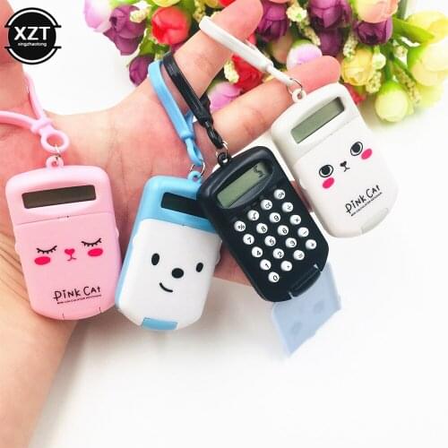Portable Digit Calculator Kawaii Mini Calculator 8 Display Cartoon Cute Creative Keychain Pocket Calculator Office Supplies