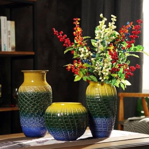 Simple Glaze Ceramic Vases Rough Pottery Dry Flower Old Flower Pot Decal Large Vase For Home Decoration Maison Accessories