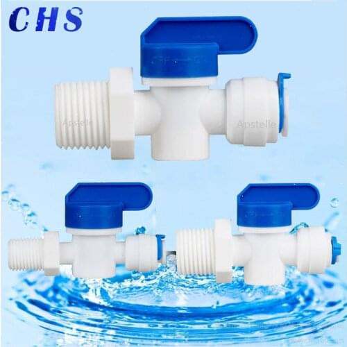 RO Water Straight 1/4" 3/8" OD Hose 1/4"BSP 1/2" Male Thread Quick Connect Fittings Plastic Ball Valve Reveser Osmosis Fitting