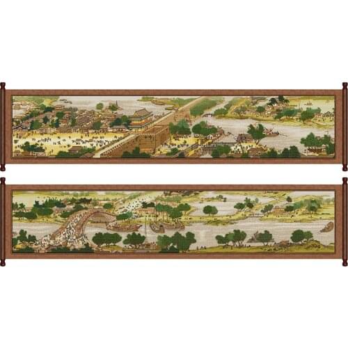 Counted Cross Stitch Riverside Scene At Qingming Festival Embroidery Needlework Kits Stamped 11CT 14CT Print Home Decoration Set