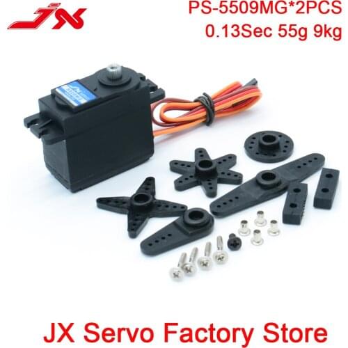 2PCS/4PC JX Servo PS-5509MG Metal Gear standard Analog Servo 55g 9kg Core Motor 4.8-6.0V High Torque Parts For RC Car boat drone