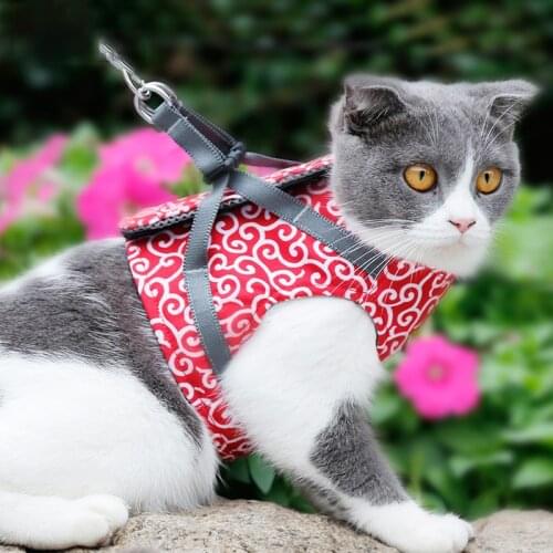 Japanese Style Cat Harness Pet Dog Cat Harness Vest Collar Outdoor Walking Leash Set for French Bulldog Chihuahua Pug