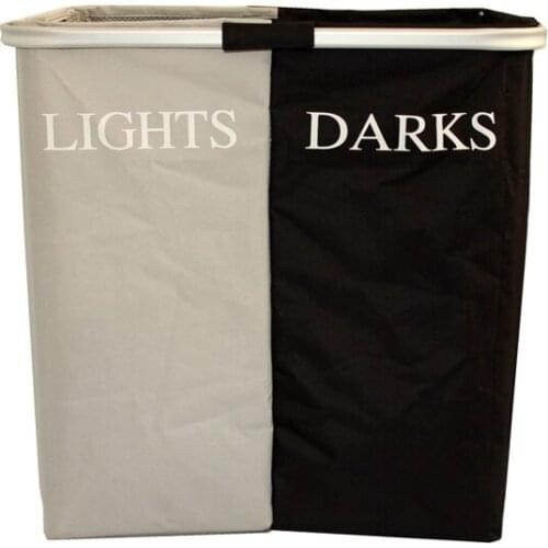 Foldable Laundry Basket, Aluminum Tube, Double Grid, Home Fabric, Clothing Storage, Two-Color Laundry Basket