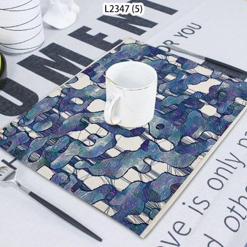 Line Spot Printed Napkin Cloth Household Table Decoration Table Mat Untersetzer Towel Tea Towel Coaster 42*32 Servilletas Tela