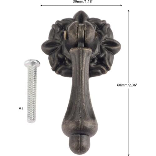 60*30mm Vintage Furniture Handles Kitchen Cabinet Drawer Cupboard Pull Handles Wooden Box Case Antique Bronze Ring Knobs