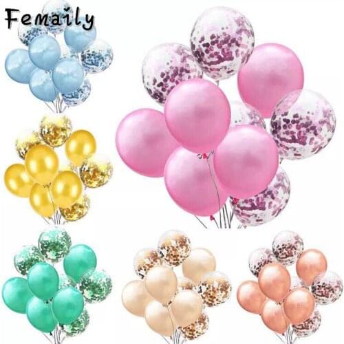 10pcs/lot 12 inch Clear Confetti Latex Balloons Birthday Party Decorations Kids Baby Shower Balloon Wedding Decoration Supplies