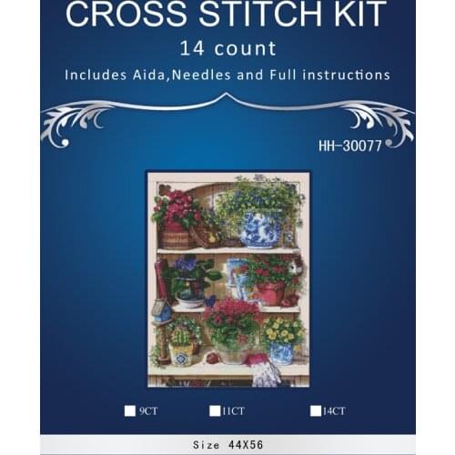 ONEROOM New Fors Embroidery Flowers on the shelf Botany Needlework 14CT Counted Unprinted DMC DIY Cross Stitch Kits Handmade