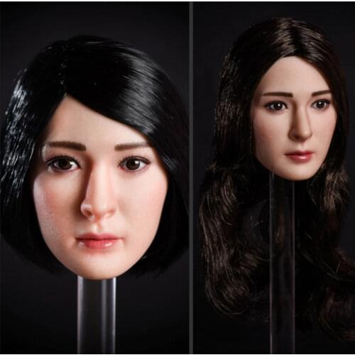 In Stock 1/6 Female Asian Beauty Head Sculpt Carved Yang Mi Head Sculpt Carved Model for 12'' Action Figure Body