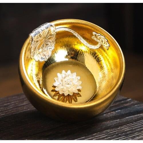 Gold Tea Bowl Ceramic Cup Kiln Change Teacup Chinese Kung Fu Tea Cups for Water Silver Decoration Teacups Crafts Birthday Gift