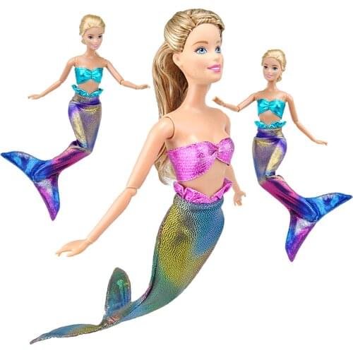2 Colors Barbie Doll Cosplay Mermaid Swimsuit Outfits For Barbie Doll 30cm Doll Clothes Accessories Play House Dressing Up