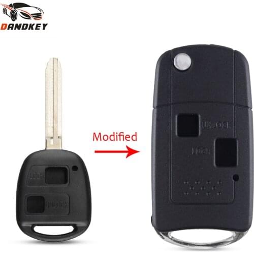 Dandkey 2 Buttons Folding Flid Car Key Shell For Toyota Camry Avalon Corolla Echo Rav4 2002-2005 Fob Uncut Blade Key Shell