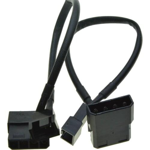 2 in 1 IDE Male + Female to 4Pin Fan Power supply Cable D Plug to 4 Pin Cooling 12V
