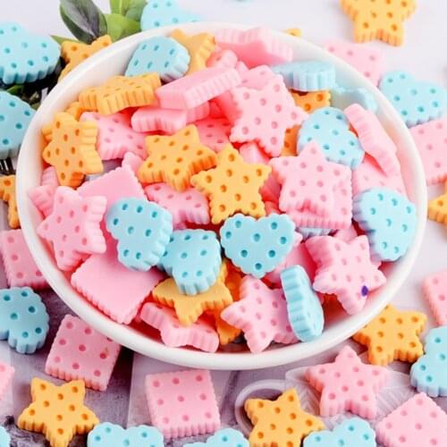20PCS Imitation Food Cookie Flat Back Planar Resin DIY Craft Supplies Kid Gift Toy Phone Shell Decor Patch Ornament Materials