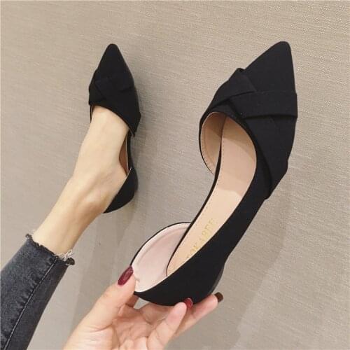 2021 Spring and Summer New Pointed Toe Comfortable Soft-soled Work Shoes Flat Shallow Mouth Womens Scoop Shoes Plus Size 33-46