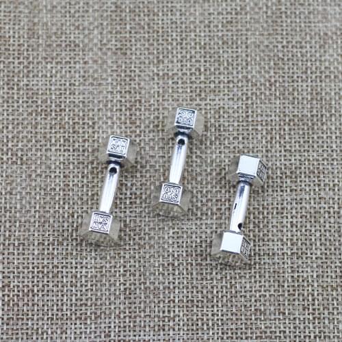 3 Pieces 10*30 mm Newest Style Antique Silver Color Barbell Charms Pendant Accesssory For DIY Jewelry Making