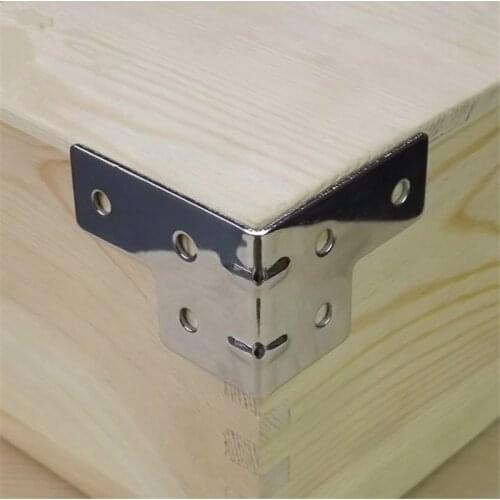 4pc Silver Style Iron Corner Brackets Wooden Case Metal Connector Corners Cover Box Angle Edge Protection Hardware Accessories