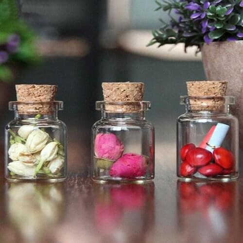 5Pcs/Set 4ml Cork Small Glass Wishing Bottle Mini DIY Ornament Glass Bottle Decoration Bottle Collection Bottle Home Decoration