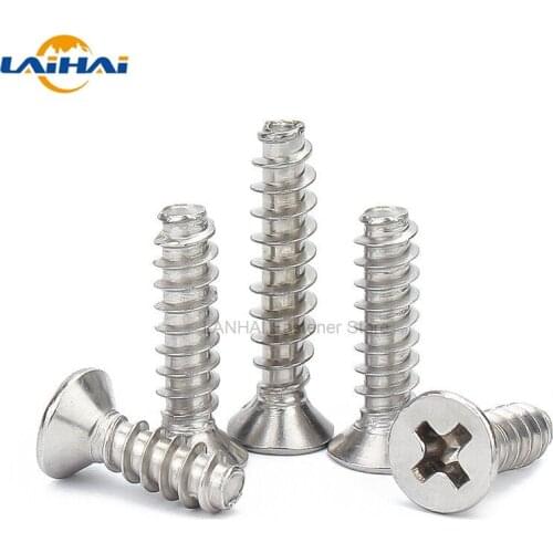 50pcs M1.4 M1.7 M2 M2.6 M3 Micro Small 304 Stainless Steel Cross Phillips Countersunk Head Flat End Top Self-tapping Wood Screw