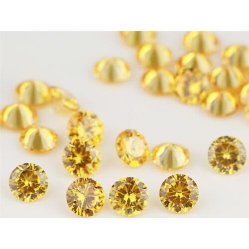 500pcs/pack wholesale yellow color 1-3mm cubic zirconia high quality round loose gemstone cubic zirconia Stone