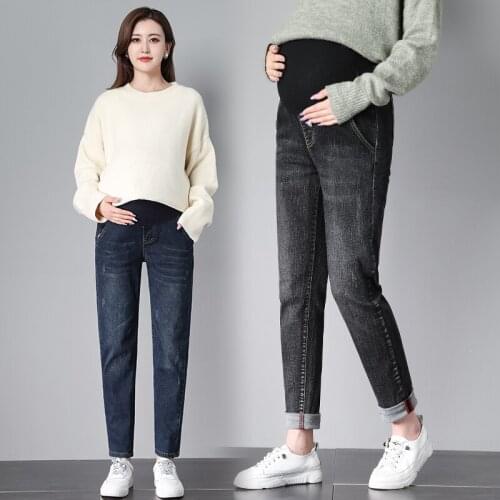 535# Maternity pants Spring Autumn Ninth Pants thin Maternity Jeans Belly Support Pants Elastic Waist Maternity Trousers