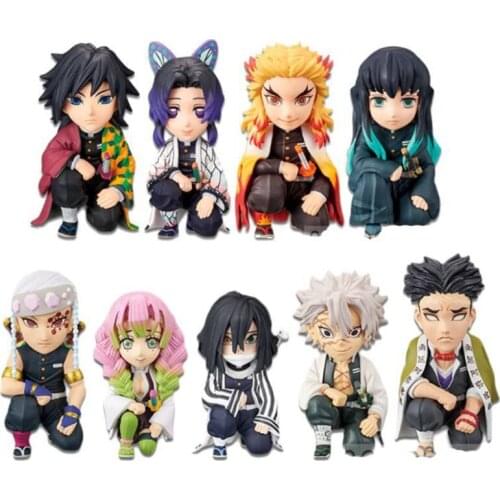 9pcs/lot Anime Figures Demon Slayer:Kimetsu No Yaiba Kamado Cute PVC Action Figure Toys