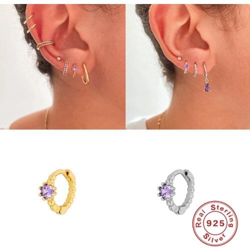 Aide 925 Sterling Silver Hoop Earrings 9mm Circle Crystal Zircon Huggies Special Ring Round Loops Earring For Women Jewelry