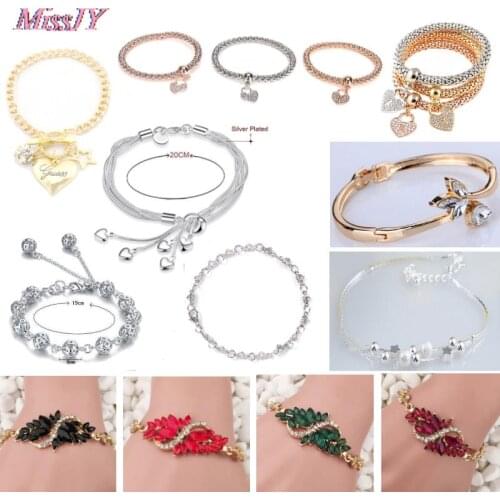 Bohemian Plated Hollow Ball Beads Crystal Heart Shape Charm Bracelets & Bangles Rhinestone Elastic Stretch Women Pulsera Jewelry