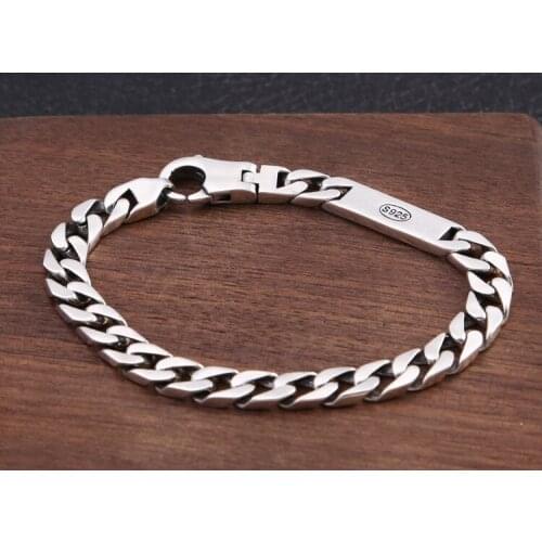 925 Sterling Silver simple Link chain women girl bangle Bracelet jewelry gift A5106
