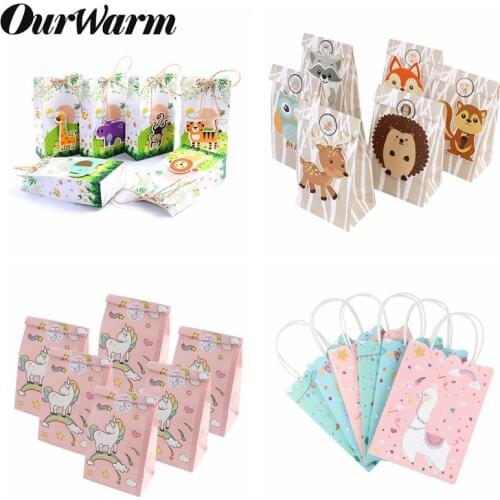 OurWarm Paper Gift Candy Bags Boys Girls Baby Shower Birthday Wedding Decoration Animal Theme Party Favor Boxes