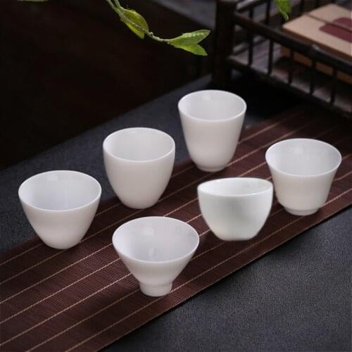 Tea Cup Mug Ceramic Pair Beautiful White Cute Ceremony Kombucha Teaware Porcelain 50ml Coffee Embryo Made Bone Pottery Jade