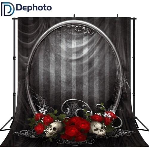 Dephoto Photography Backdrops Broken Mirror Rose Skull Halloween Background for Photo Studio Photographer Backgrounds Fotogarfia