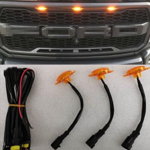 Car Decoration Light FOR Ford Raptor F150 Middle Mesh Light Pickup Truck Front Face Mesh Day Traveling Small Yellow Light