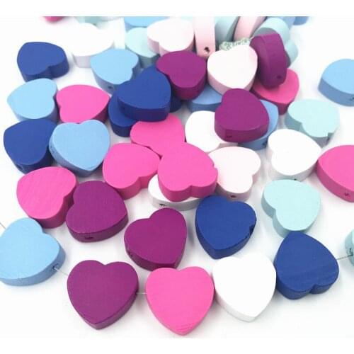 DIY 100pcs Wooden Heart Shape Wood Beads DIY Necklace Make Kids Toys Accessories 17mm
