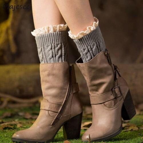 Leg Warmers Women Solid Lace Simple Sweet Elegant Kawaii Japanese Style All-match Casual High Quality Warm Knitted Womens New