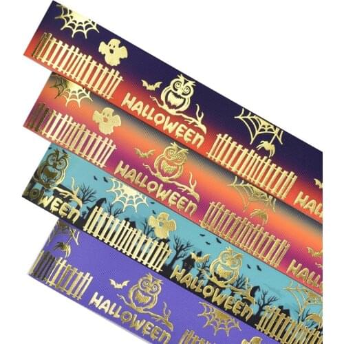 HSDRIBBON Free Shipping 38mm 1-1/2inch hsd-design custom Halloween Series on Grosgrain Ribbon