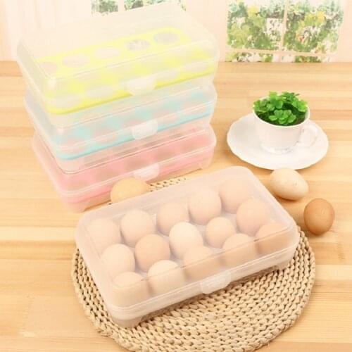15 Grid Egg Tray Holder Clear Food Storage Container Refrigerator Egg Storage Box Plastic Food Household Kitchen Orgainizer