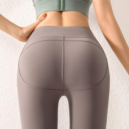 Nude Women Yoga Leggings High Waist Fitness Tights Nylon Seamless Patchwork Sports Pants Slim Push Up Workout Leggings