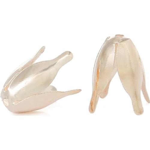 Copper Beads Caps Flower Rose Gold (Fits 10mm-28mm Beads) 12mm( 4/8") x 10mm( 3/8"), 15 PCs new